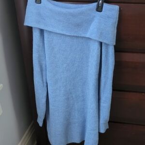 Women's Off-Shoulder Blue Sweater